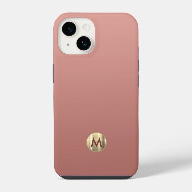 Coque iPhone Monogramme élégant en or rose (Verso)