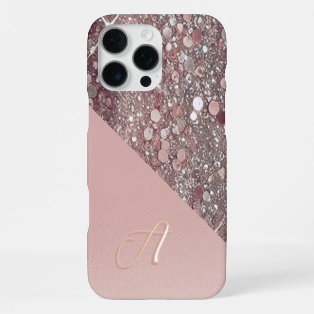 Coque iPhone Monogramme élégant en or rose (Verso)
