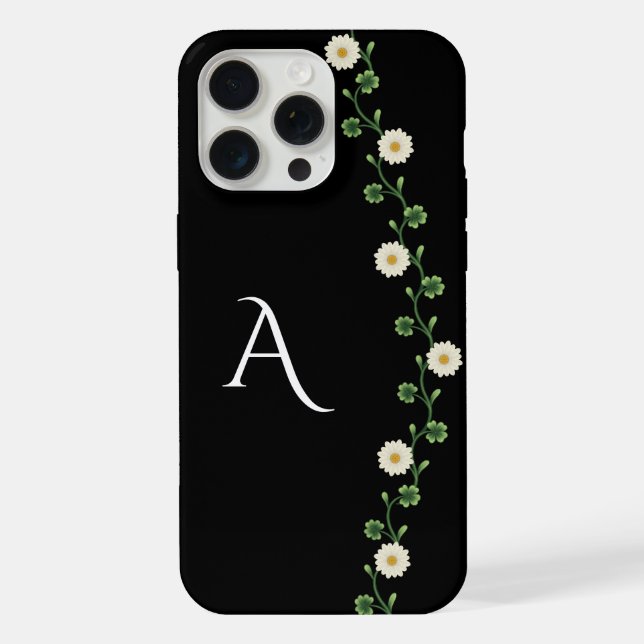 Coque iPhone Monogramme Élégant Fleur de Marguerite (Verso)