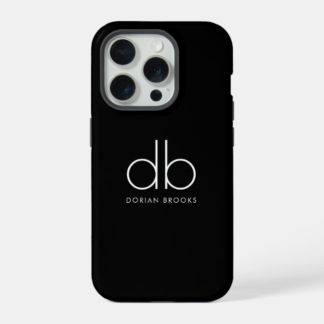 Coque iPhone Monogramme Élégant Minimal Classique Moderne Noir (Verso)