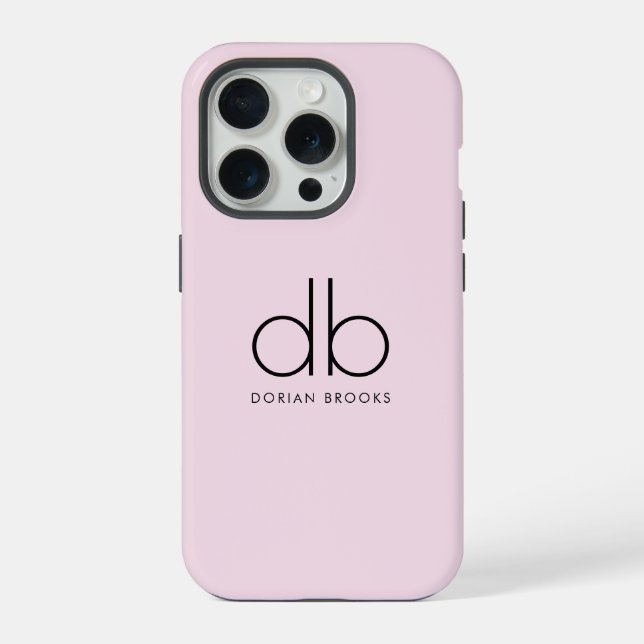Coque iPhone Monogramme Élégant Minimal Classique Moderne Rose (Verso)