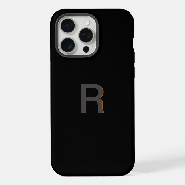 Coque iPhone Monogramme élégant noir I (Verso)