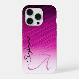 Coque iPhone 15 Pro Monogramme élégant personnalisé avec des stries vi