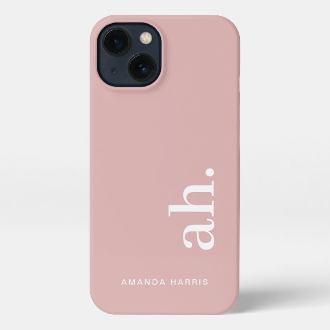 Coque iPhone Monogramme Élégant Rose Dusty Feminine Minimaliste (Verso)