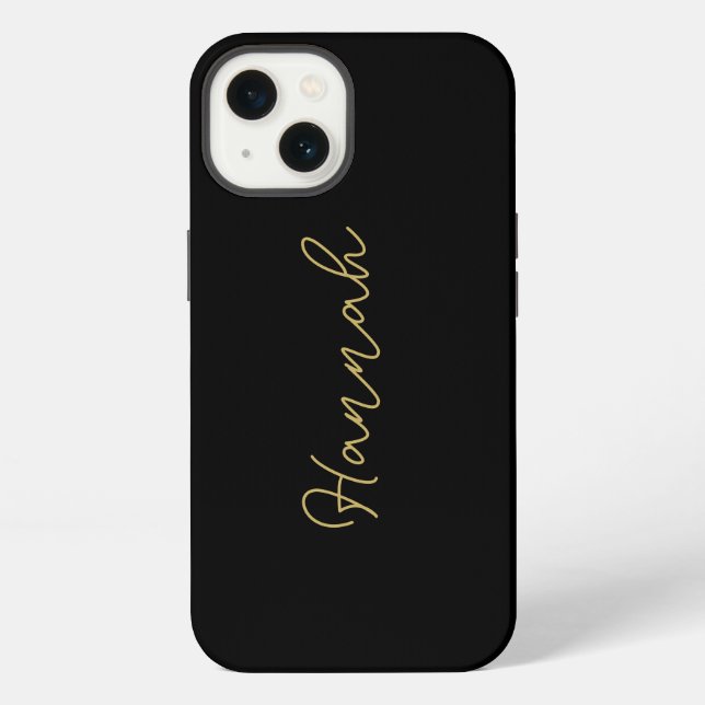 Coque iPhone Monogramme élégant simple chic noir et or (Verso)