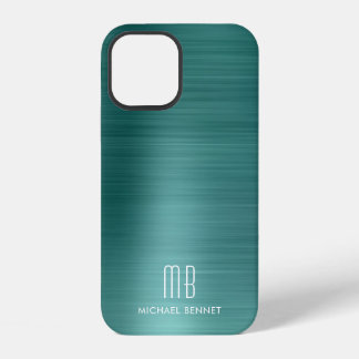 Coque iPhone 12 Monogramme élégant vert