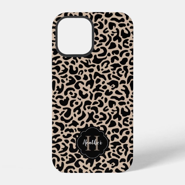 Coque iPhone Monogramme Empreinte de léopard (Verso)