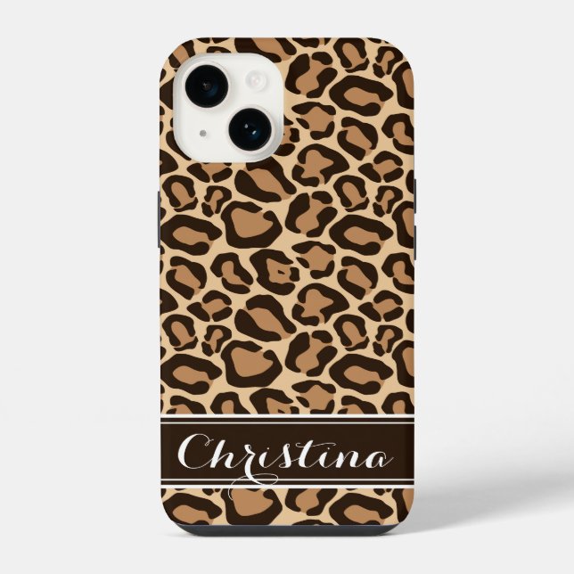 Coque iPhone Monogramme Empreinte de léopard Brown (Verso)