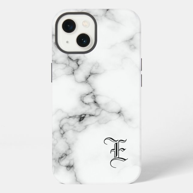 Coque iPhone Monogramme en marbre (Verso)