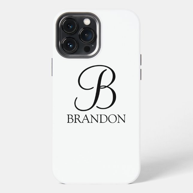Coque iPhone Monogramme et nom de script personnalisé classique (Verso)