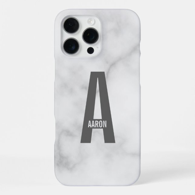 Coque iPhone Monogramme et nom personnalisés gras modernes (Verso)