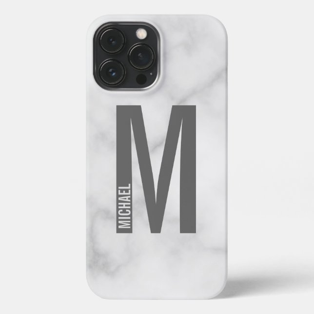 Coque iPhone Monogramme et nom personnalisés modernes (Verso)