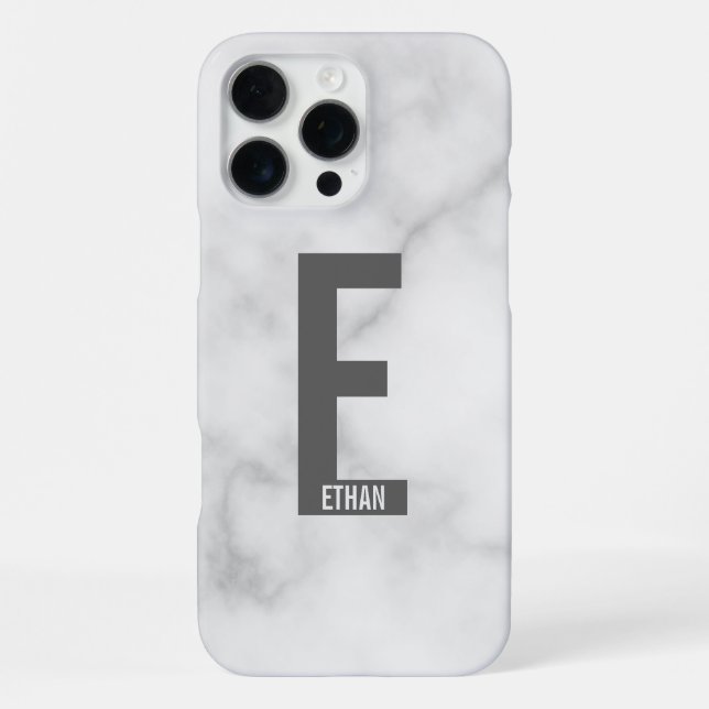 Coque iPhone Monogramme et nom personnalisés modernes (Verso)