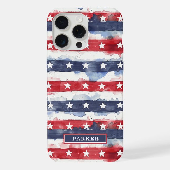 Coque iPhone Monogramme étoiles et bandes (Verso)