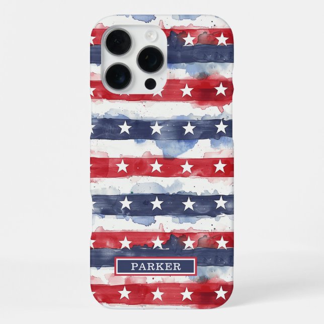 Coque iPhone Monogramme étoiles et bandes (Verso)