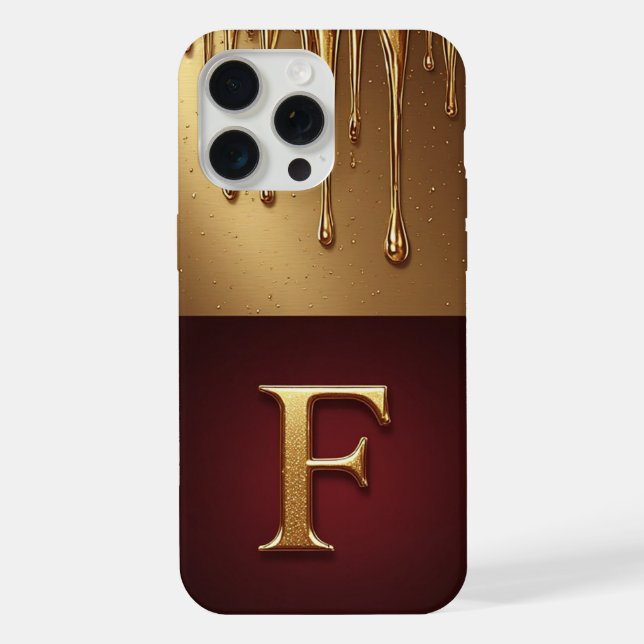 Coque iPhone 💎 Monogramme F Pailleté Fancy Avec Liquide Qui Dé (Verso)