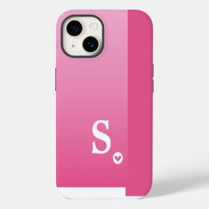 Coque Pour iPhone 14 Monogramme Féminin Rose Cœur Simple Moderne Chic