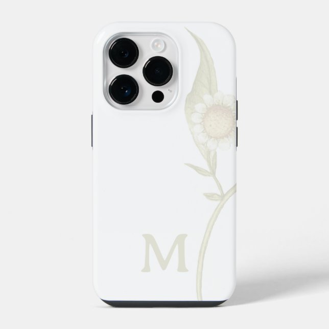 Coque iPhone Monogramme Fleur Minimaliste Blanc (Verso)