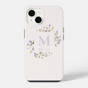 Coque Pour iPhone 14 monogramme floral aquarelle