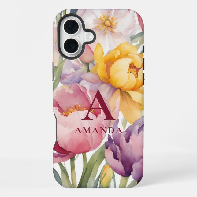 Coque iPhone Monogramme Floral de Printemps  (Verso)