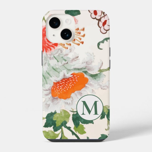 Coque iPhone Monogramme Floral Élégant (Verso)