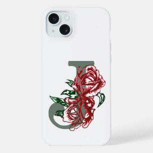 Coque iPhone 15 Plus monogramme floral lettre majuscule J