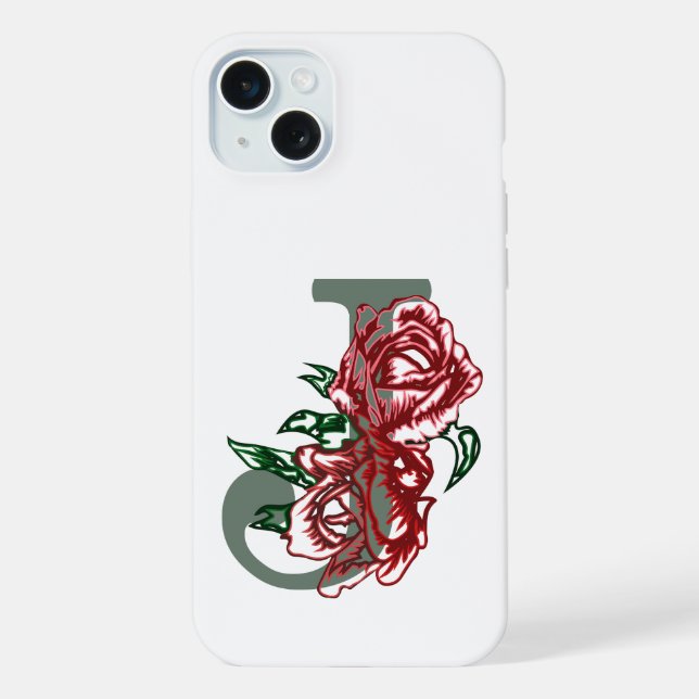 Coque iPhone monogramme floral lettre majuscule J (Verso)