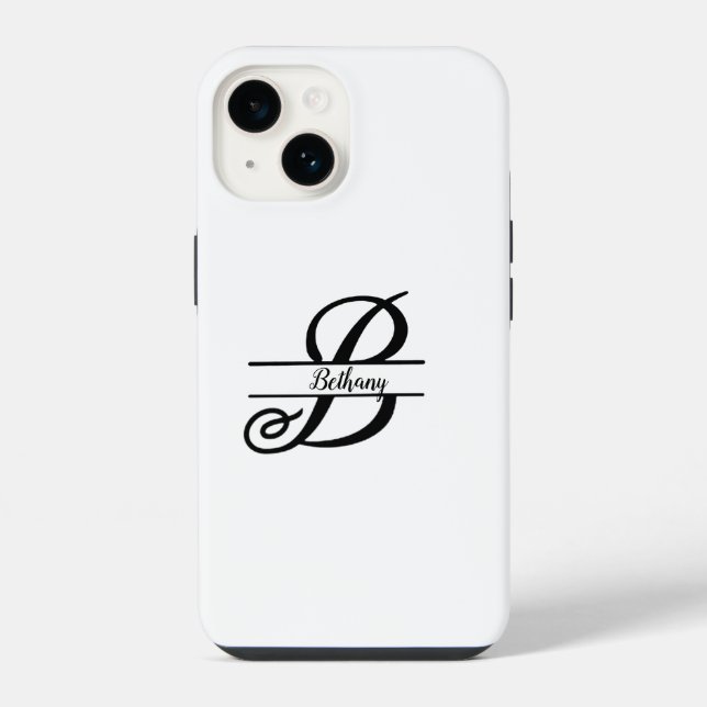 Coque iPhone Monogramme fractionné A-Z noir et blanc (Verso)