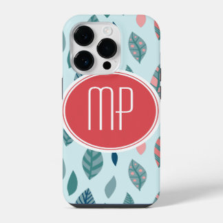 Coque Pour iPhone 14 Pro Monogramme Girly Whimsical Feuille Motif