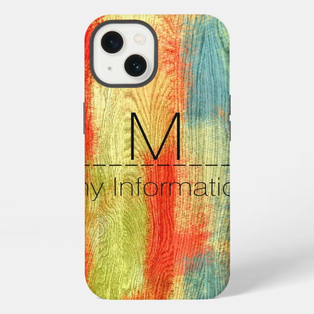 Coque iPhone Monogramme Grain de Bois (Verso)