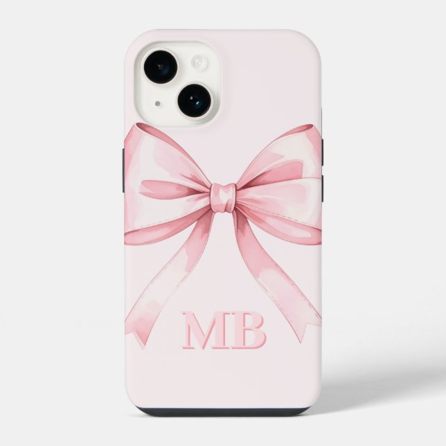 Coque iPhone Monogramme initial de la botte rose vif moderne (Verso)