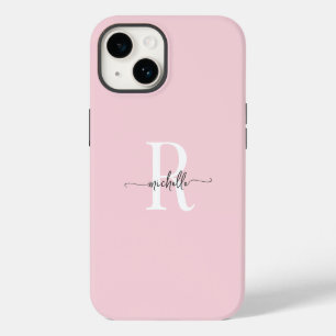 Coque Pour iPhone 14 Monogramme Initial de Style Moderne Rose Pâle