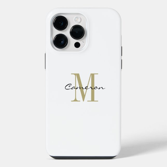 Coque iPhone Monogramme initial et nom personnalisé en or (Verso)