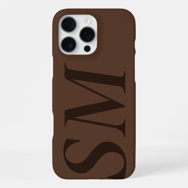 Coque iPhone Monogramme Initial Gras Marron Élégant (Verso)