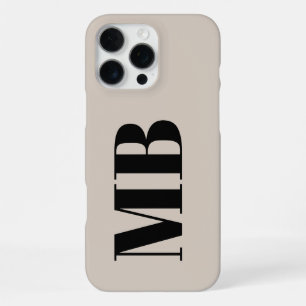 Coque iPhone 16 Pro Max Monogramme Initial Gras Moderne Minimaliste Beige