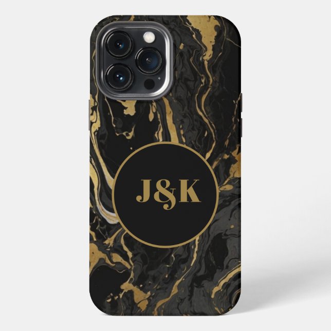 Coque iPhone Monogramme initial marbré moderne (Verso)