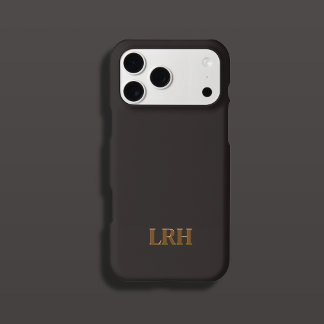 Coque iPhone 15 Pro Monogramme Initial Minimaliste Chocolat Miel