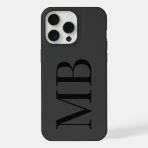 Coque iPhone 15 Pro Max Monogramme Initial Minimaliste Élégant Noir