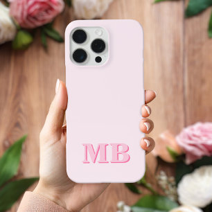Etui iPhone 13 Monogramme initial minimaliste rose moderne