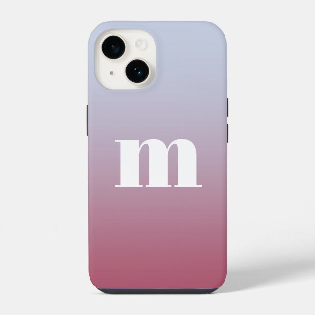 Coque iPhone Monogramme Initial Moderne Dégradé Rose Bleu (Verso)