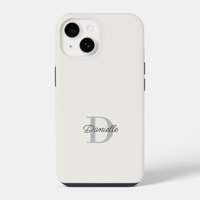 Coque iPhone Monogramme Initial Nom Personnalisé Moderne Minima (Verso)