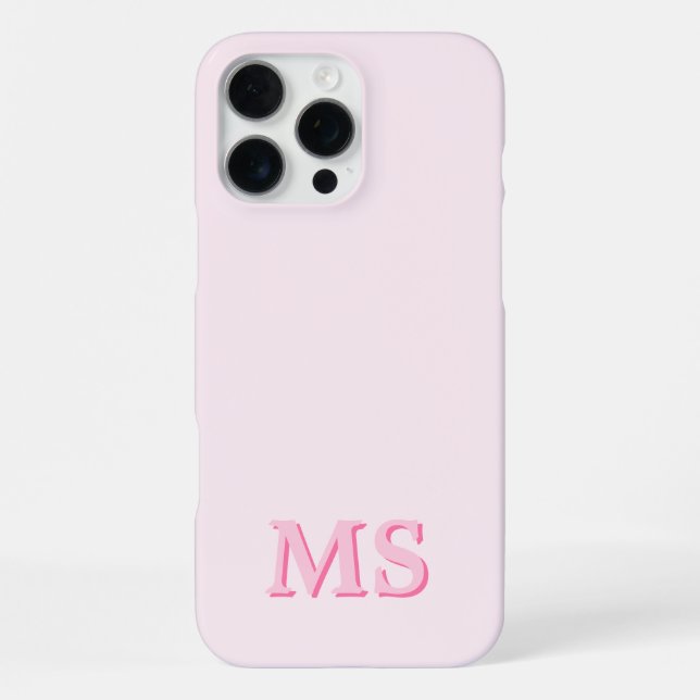 Coque iPhone Monogramme initial rose moderne (Verso)