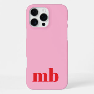 Coque iPhone 16 Pro Max Monogramme Initial Rose Moderne Minimaliste