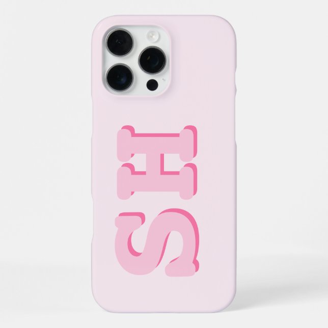 Coque iPhone Monogramme initial rose simple (Verso)