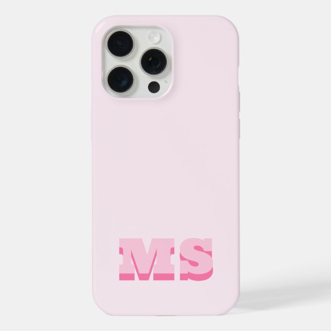 Coque iPhone Monogramme initial rose tendance moderne (Verso)