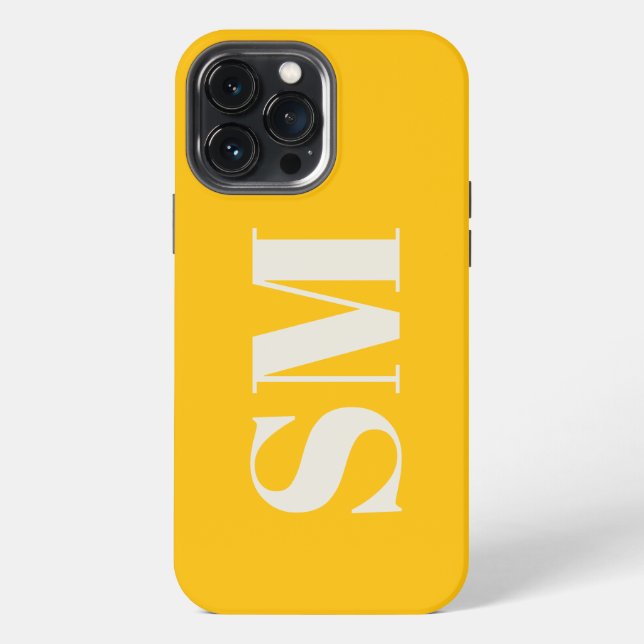 Coque iPhone Monogramme initiale jaune vif  (Verso)