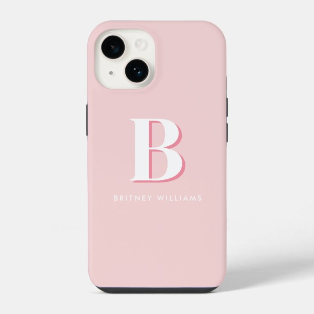 Coque iPhone Monogramme Initiale Lettre Rose Simple (Verso)