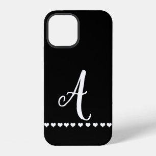 Coque iPhone 12 Monogramme initiale noir et blanc