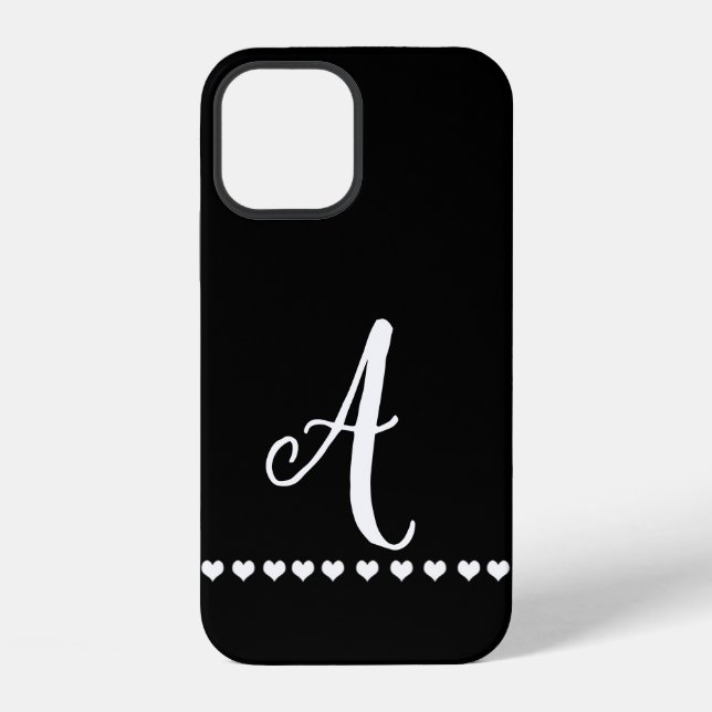 Coque iPhone Monogramme initiale noir et blanc (Verso)