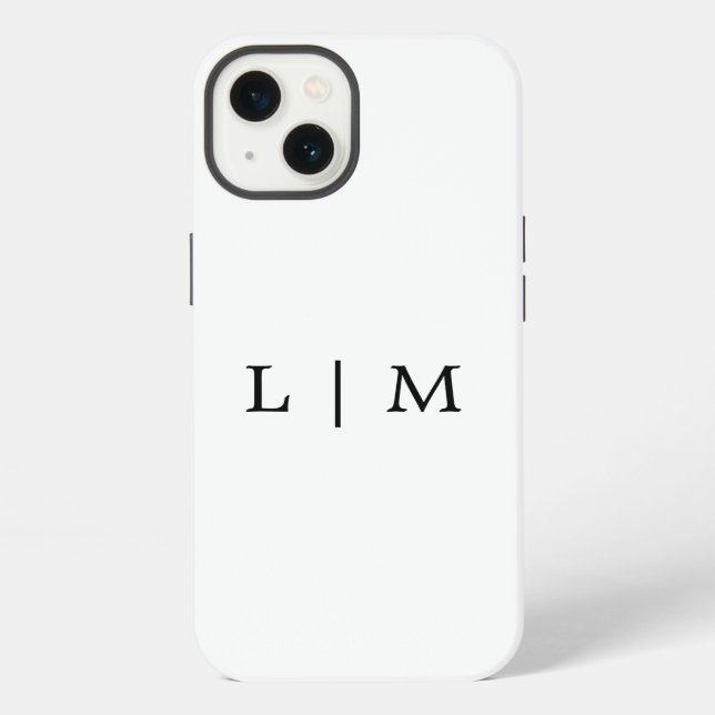 Coque iPhone Monogramme Initiale Simple Noir et Blanc Minimalis (Verso)